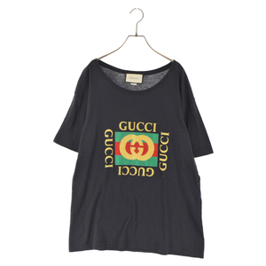 GUCCI グッチ 17AW Vintage Glitter Logo Print T-shirt ヴィンテージグリッターロゴプリントTシャツカットソー ブラック 493117 X3H07