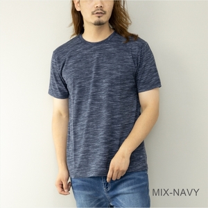 【即落送料込み】カラー MIX-NAVY サイズL SKKONE(スコーネ) Tシャツ メンズ 半袖 クルーネック 4color