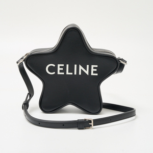 CELINE セリーヌ プリント スモール エトワール ショルダーバッグ 198763 星 スター型 斜め掛け鞄 レザー ブラック×ホワイト