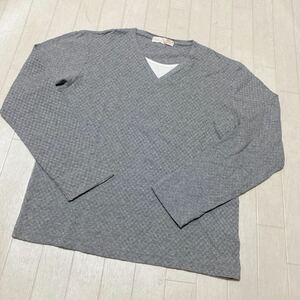 3753☆ TAKEO KIKUCHI タケオキクチ トップス 長袖Tシャツ カットソー エンボス メンズ 3 グレー