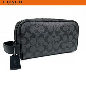 コーチ アウトレット メンズ クラッチバッグ セカンドバッグ ポーチ COACH スモール トラベル シグネチャー 2515 ブラック 新品 セール