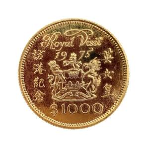 エリザベス女王 香港訪問金貨 1975年 22金 15.9g イエローゴールド コイン GOLD コレクション 美品