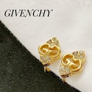 GIVENCHY ジバンシー GGマーク イヤリング ゴールドカラー ストーン