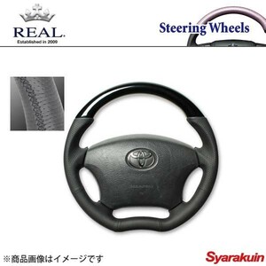 REAL レアル ステアリング TOYOTA/トヨタ アルファード 10系 オリジナルシリーズ ガングリップ ピアノブラック ブラック ユーロステッチ