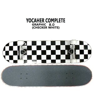 YOCAHER コンプリートスケートボード/スケボー GRAPHIC COMPLETE SKATEBOARD CHECKER BLACK/WHITE 8.0 スケボー 完成品[返品、交換不可]