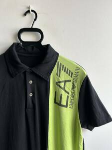 【美品】EMPORIO ARMANI ポロシャツ メンズ M 黒×グリーン EA7 エンポリオ アルマーニ