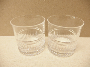 1010590w【カットガラス ショットグラス 2客】工芸ガラス/口径5×H5.2cm/中古品