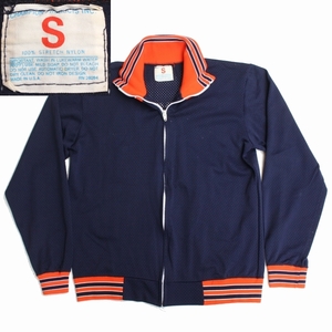 (79999)CHAMPION 70s-80s Old Vintage MadeinUSA サイズS チャンピオン ジップ ジャージ ストレッチナイロン ヴィンテージ オリジナル 紺橙