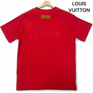 美麗品◎Mサイズ ルイヴィトン【最高級の逸品】LOUIS VUITTON インサイドアウト 半袖 Tシャツ ロゴ プレート レッド コットン 春夏◎メンズ