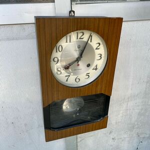 アイチの時計　愛知時計 昭和レトロ 振り子時計 掛け時計 柱時計 古時計 1月巻　動作未確認ジャンク