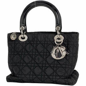 クリスチャンディオール Christian Dior レディディオール カナージュ ハンドバッグ ナイロン ブラック レディース 【中古】