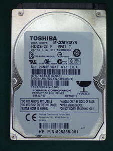 TOSHIBA 2.5インチHDD SATA MK3261GSYN 320GB 動作確認済(320042)