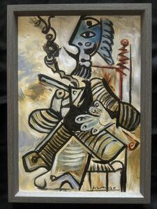 貴重肉筆！パブロ ピカソ Picasso「パイプの男」1968年 ミックスメディア 額装 オルセ美術館作品票 封蝋印 ピカソ公式印有り 模写