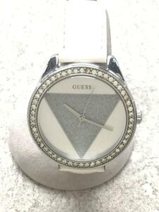 GUESS◆クォーツ腕時計/アナログ/レザー/WHT/W0884L2