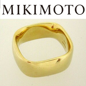 【mikimoto】リング 　Ｋ18　スクエア　地金　指輪　ミキモト