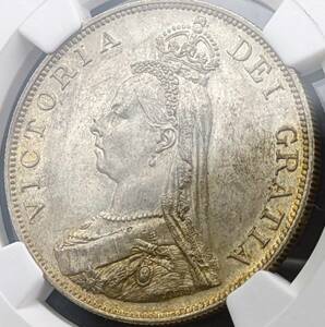 ダブルフローリン★1887年 イギリス 4S銀貨 NGC MS62 アンティークコイン シルバー ゴシック ゴチック ヴィクトリア ビクトリア