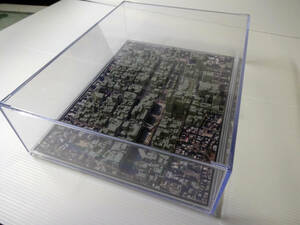 名古屋市栄周辺　国土交通省の整備した３D都市データを活用した都市模型　組立済　　スケール1/4000　(透明ケース付)　