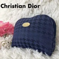 極美品✨Christian Dior メイクポーチ　千鳥柄　ゴールド金具
