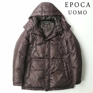 美品 三陽商会 EPOCA UOMO エポカ・ウオモ タフタ生地 ダウンジャケット シャイニーボルドー 50 JP:XL 【相場価格￥68,000-】