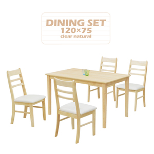 ダイニングテーブルセット 5点 幅120cm クッション 木製 mac120-5-kurosu371cn クリアナチュラル色 食卓セット 20s-3k hs