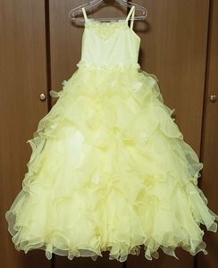 子供ドレス11　レモンイエローのふわふわドレス　9才用　日本ウェディング