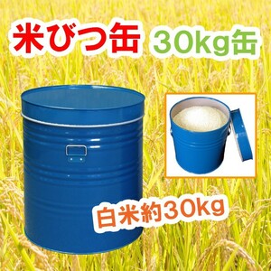 米びつ缶 30kg用 ライスストッカー 丸缶 スチール製 トタン製 ブリキ製 備蓄米 保存米 日本製 川辺製作所