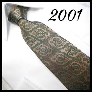 2001　シック　グレー　小紋柄　最高級シルク100％　ブランド　メンズ　スーツ　小物　ネクタイ