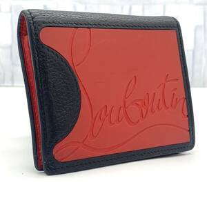 【美品】クリスチャン ルブタン Christian Louboutin 財布 ウォレット wallet スニーカー ソール ラバー ブラック レッド レザー メンズ