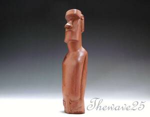 モアイ像　木彫り　ナチュラル　茶色　Ⅱ　ミルタイティー　イースター島　置物　ハンドメイド　「 一点もの 」