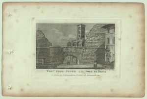 1865年 ローマとその周辺の主な景観 銅版画 ネルウァのフォルム Veduta degli avanzi del Foro di Nerva