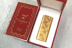 Cartier カルティエ PARIS ガスライター オーバル型 ゴールドカラー ブランド 箱あり 喫煙グッズ 煙草