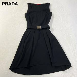 ☆美品☆ PRADA ベルト付き　ノースリーブワンピース　膝丈ワンピース　38サイズ