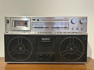 1円スタート！SONY CFS-F5 純正リモコン付きアンティーク ラジカセ ジャンク　ステレオカセットコーダー