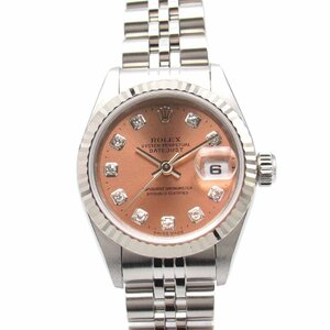 ロレックス デイトジャスト 10Pダイヤ U番 ブランドオフ ROLEX ステンレススチール 腕時計 SS/WG 中古 レディース