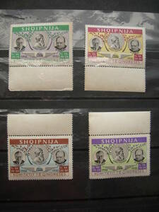 アルバニア切手　　ルーズベルト、チャーチル、カストリオティ、耳付4種　未使用　　同梱可