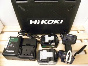 １円～ HiKOKI 日立工機 36V コードレスインパクトドライバ WH36DC 2XPD ディープオーシャンブルー バッテリー２個付 中古美品 送料無料