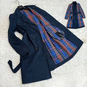 極美品 UNIQLO x JW ANDERSON コラボ トレンチコート タータンチェック 2way リバーシブル ユニクロ ネイビー ユニセックス コットン100%