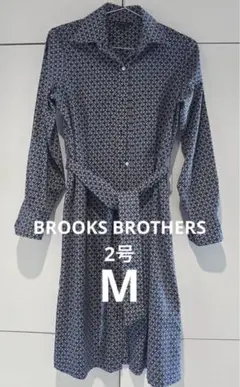 【BROOKS BROTHERS】モノグラムシャツワンピース　M（2号）コットン