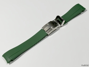 ラグ幅:21mm ラバーベルト グリーン 腕時計ベルト 時計用バンド【ロレックス ROLEX対応 シードゥエラー ディープシー】