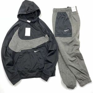 NIKE ナイキ サーマフィットビッグスウッシュパーカー 上下セット 黒チャコール L DQ5402-010/DQ5408-071 23-1202-4-13/14