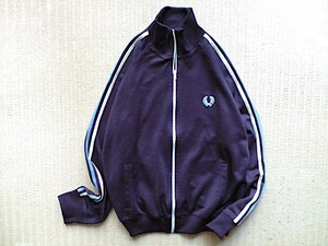 即決 フレッドペリー ポルトガル製 トラックトップ ジャージ ネイビー あおx白ライン Mサイズ 00年代 FRED PERRY