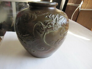 銅製 花器 花瓶　龍