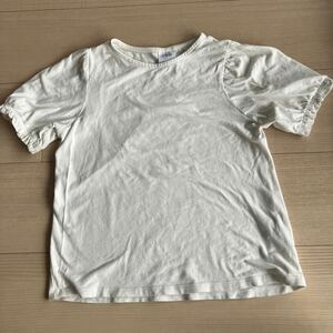 ZARA ザラ購入 無地白Tシャツ パフスリーブ 半袖Tシャツ サイズ８ 128 130サイズ相当 中古 春夏服