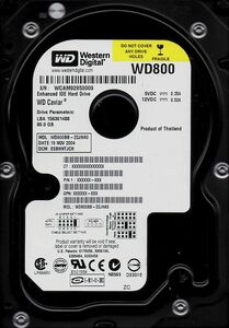 WesternDigital WD800BB-22JHA0 80GB IDE/ATA 7200rpm 2060-001292-000 REV A