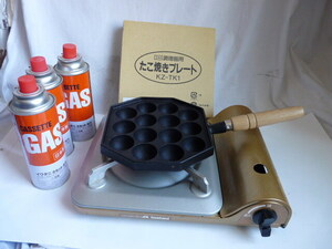 IWATANI 達人スリムⅢ CB-SS-50 カセットコンロ カセットフー ゴールド◆岩鋳たこ焼きプレート/ボンベ３本（関東甲信越限定） イワタニ 