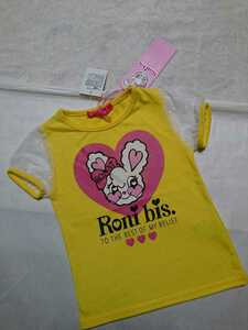 新品 未使用 Roni bis 100 半袖Tシャツ トップス 女の子 子供服 キッズ カットソー チュール レース ロニ うさぴょん