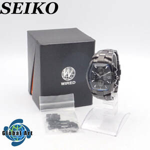 え03438【極美品】SEIKO セイコー/ワイアード/クオーツ/メンズ腕時計/カットガラス/クロノグラフ/スモセコ/7T92-0HT0/箱・コマ付