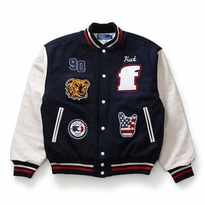 fuct (ファクト) US スタジャン スタジアムジャケット VARSITY JACKET NAVY/WHITE ネイビー×ホワイト (M)