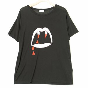 【1円スタート】メール便○ SAINT LAURENT サンローラン クルーネック半袖Tシャツ トップス 綿100％ 薄地 ハイブランド 黒 M イタリア製