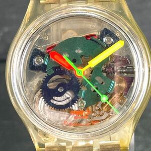 SWATCH スウォッチ AG1999 腕時計 スケルトン クオーツ アナログ 3針 クリアイエロー シリコンバンド ユニセックス 男女兼用 電池交換済み